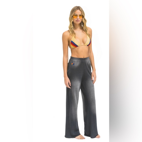 Aviator Nation Essential Wide leg pocket sweatpants-size small-faded smoke - Picture 3 of 9